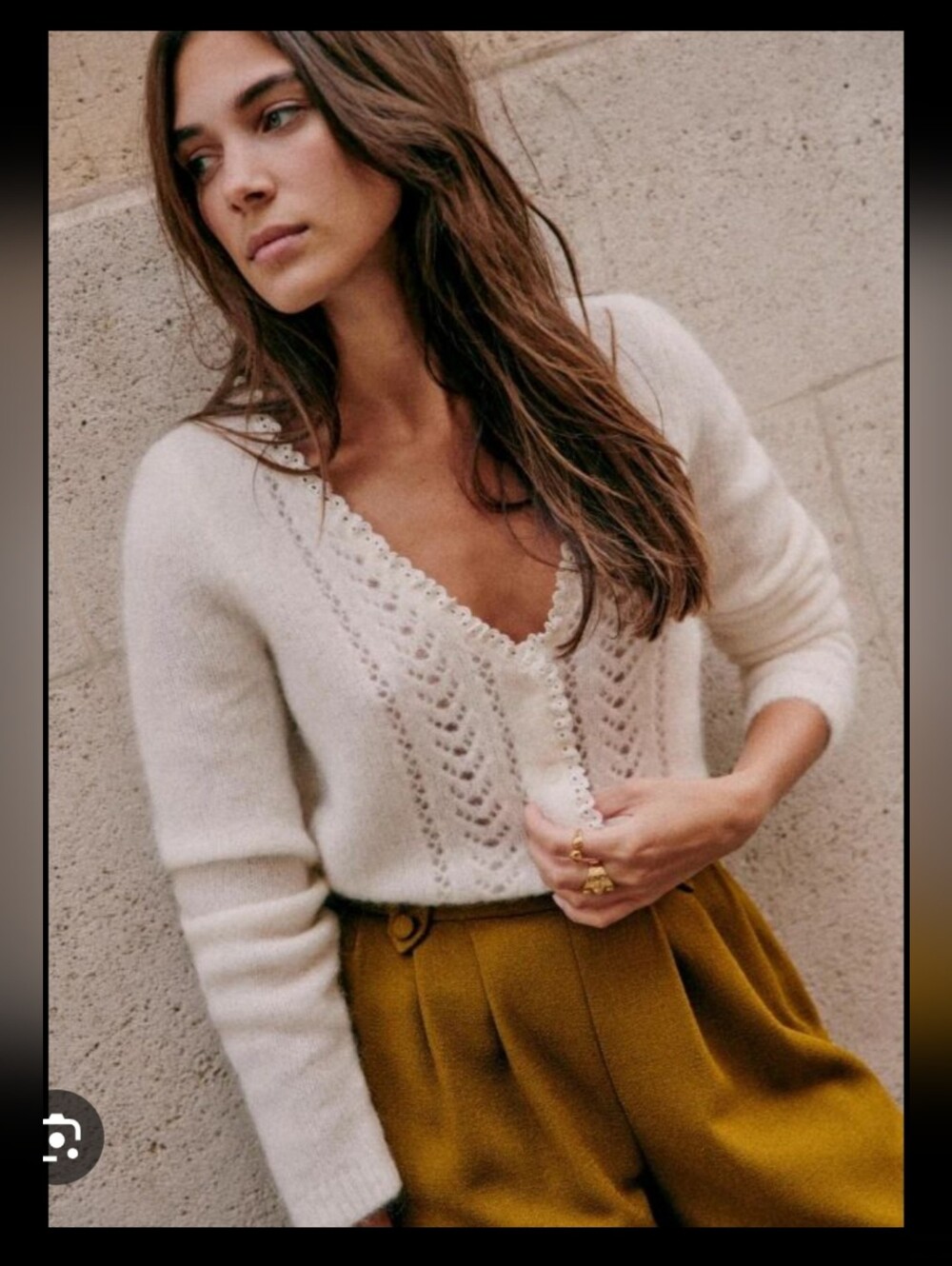 NWT! Sezane Maryam Cardigan Ecru Cream Ivory Size XXS